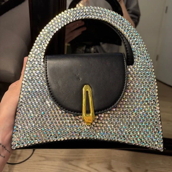 Glamorous Black and Silver Mini Bag with Crescent Shape - Picture 3 of 7